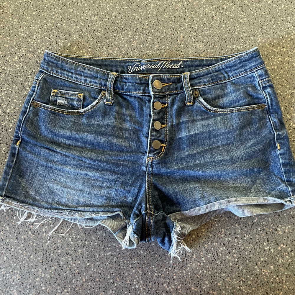Universal Thread Dark Blue Button-Front Denim Shorts